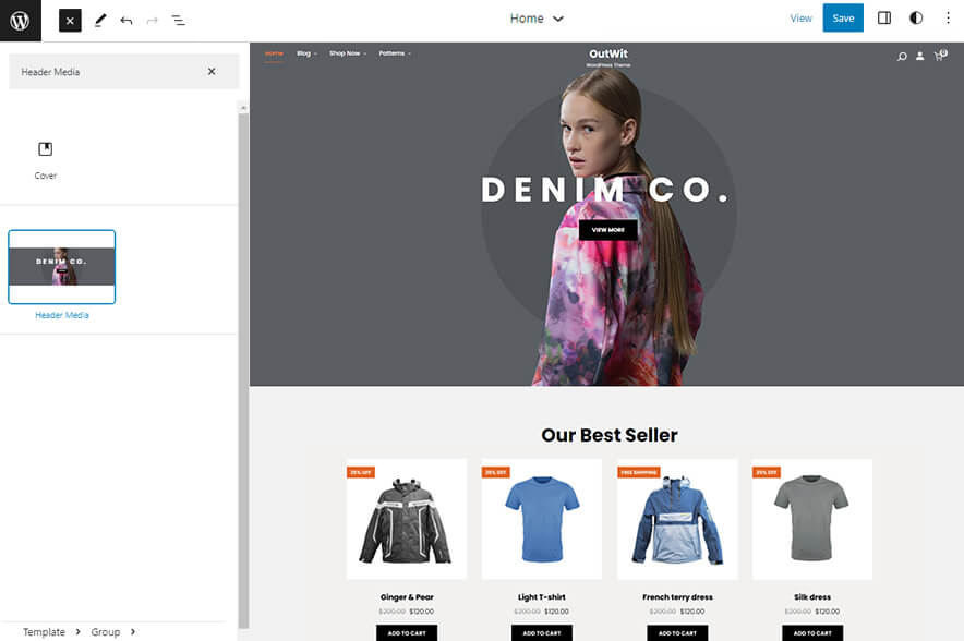 OutWit eCommerce WordPress Block Theme - Header Media