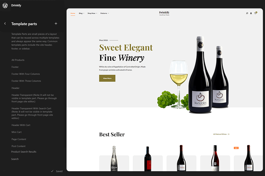 Drinkify - eCommerce WordPress Block Theme Archive Header