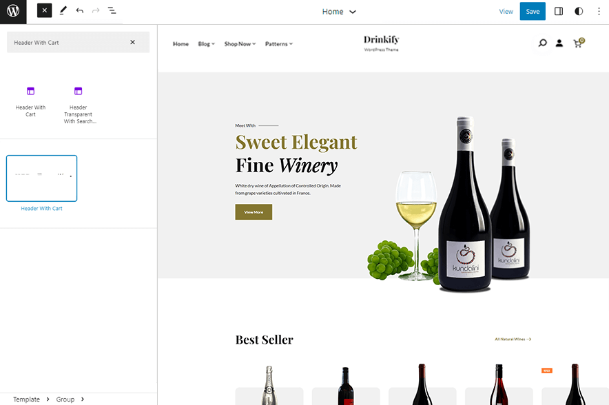 Drinkify - Header With Cart