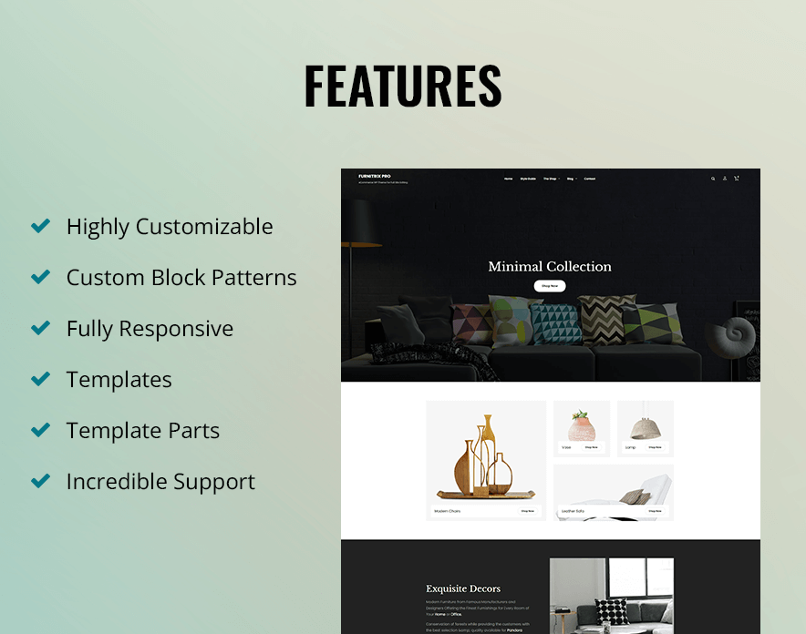 Furnitrix Pro - eCommerce WordPress Block Theme Features